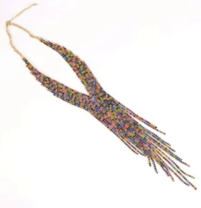 Huge Multicolor Rainbow Rhinestone Cascade Waterfall Statement Necklace Maximal - Bild 1 von 12