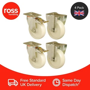 Set of 4 - 150mm Polyamide Wheel Castors plate fitting Casters Heavy Duty - Picture 1 of 2