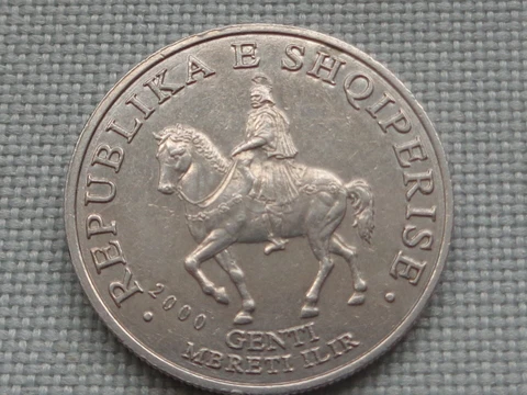Albania 50 Leke 2000 Ancient Illyrian Warrior King Gent Knight on Horse Helmet Cover