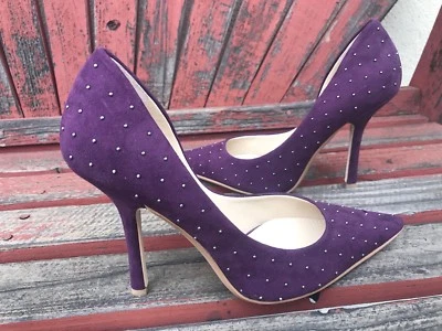 *PuRpLe FAUX Usado NUEVO 7 Plata ESTUDIO Punta Punta Punta Punta CARRIE Tacones de Agujero BOMBA Gues Foto 1 de 4