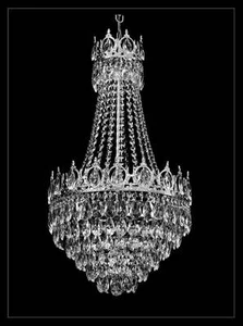 Large royal crystal chandelier with 6 lights, metal frame, Ø 41 cm, length 95 cm - Picture 1 of 2
