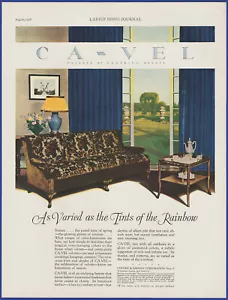De colección 1928 CA-VEL Tela de Terciopelo Tapicería Cortinas Art Decoración Anuncio Impreso - Imagen 1 de 1