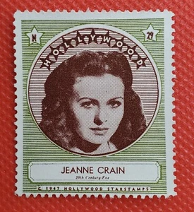Jeanne Crain 1947 Hollywood Screen Movie Stars Stamp Trading Card - Picture 1 of 2