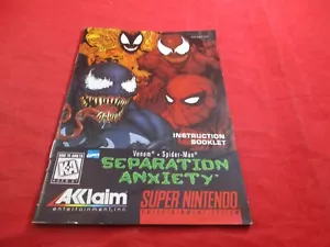 Spider-Man Venom Separation Anxiety Super Nintendo Instruction Manual Booklet #R - Picture 1 of 2
