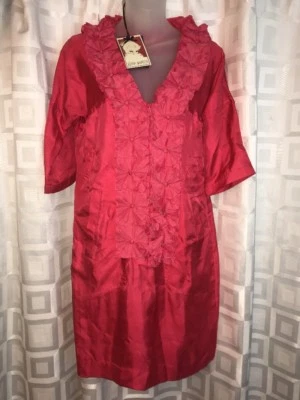 Anthropologie Yoana Baraschi  100% Silk  Dress Small Grenadine Fuchsia Pink - Image 1 of 4