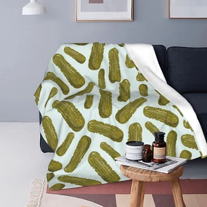 Pickle Cucumbers Throw Blanket Soft Bed Blankets Lightweight Cozy Plush Flannel - Picture 1 of 12