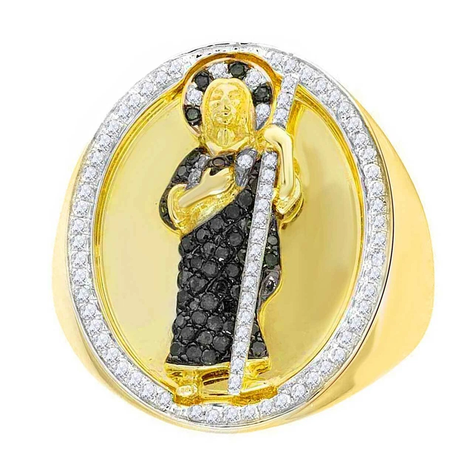 Anillo religioso Saint Jude Pinky de oro de 10 quilates con diamantes de 2/3 quilates $3595,96 Foto 1 de 1