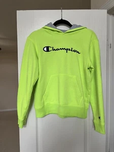 Champion Flourescent Green Kids Unisex Hoodie, Size Large, Excellent Condition - Picture 1 of 10