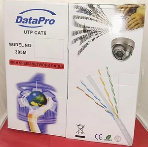 BRANDNEU DATAPRO CAT6 305m Grau Netzwerk Daten Ethernet Kabel 23AWG SCHNELLER VERSAND - Bild 1 von 3