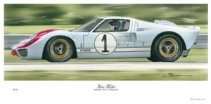 SHELBY FORD GT40 MKII LE MANS 24 HORAS 1966 KEN MILLAS NUEVA PINTURA IMPRESIÓN ARTE - Imagen 1 de 2