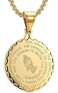 Bible Verse Prayer Necklace Free Chain Christian Jewelry Stainless Steel Praying - Picture 1 of 7