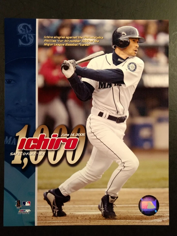FOTO ICHIRO SUZUKI 1000TH HIT 8X10 Seattle Mariners Foto 1 de 1