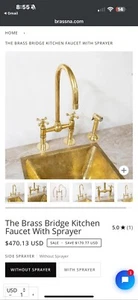 Polished Brass bridge Kitchen Faucet W/ Sprayer and Potfiller - Picture 1 of 8