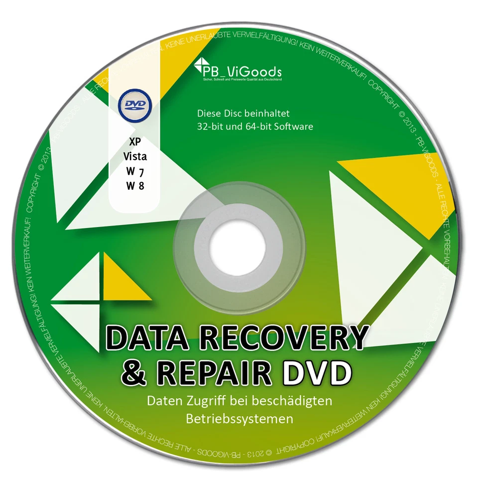 Daten Rettung Data DVD✔ Windows 10 8 / 7 / Vista / XP (32&64Bit)✔ Data Recovery✔ - Bild 1 von 1