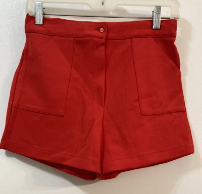 PARTNERS from MERVYNS Tomato Red Shorts Nylon Pockets Stretch Vtg '90s 14 - Image 1 of 4