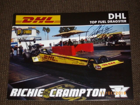 2019 RICHIE CRAMPTON "SIGNED" DHL TOP FUEL NHRA POSTCARD Cover