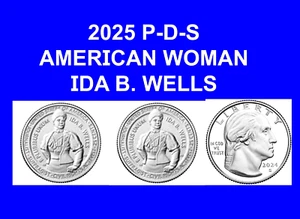 2025 P-D-S Ida B. Wells American Women Quarter 3 Coin Set 2025-016 - Picture 1 of 2