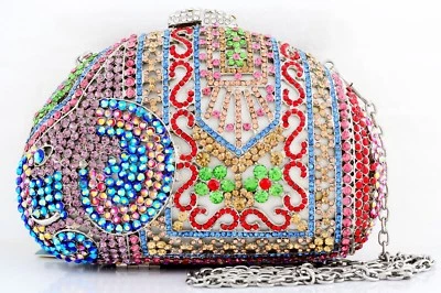 BOLSO DE NOCHE CLUTCH NUEVO CON ETIQUETAS KATE LANDRY CRISTAL ELEFANTE MINAUDIERE MARCO CON JOYAS Foto 1 de 4