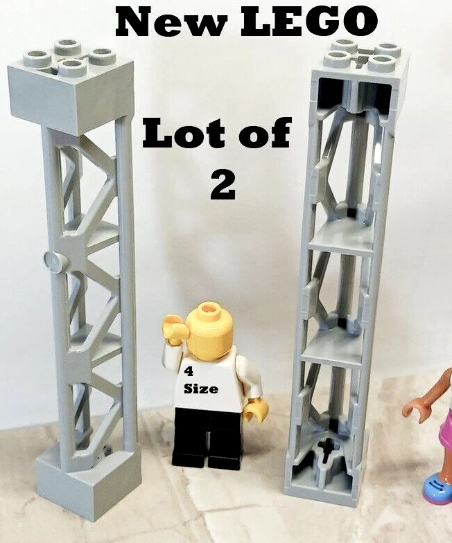 New LEGO Girders Lot of 2 Light Gray Supports Bridge 2x2x10 Road Train Pillar - Image 1 of 1