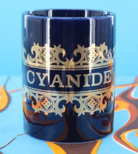 Vtg 60s Hornsea Pottery Blue & Gold Poison Apothecary Cyanide Coffee Mug 1960s - Picture 1 of 5