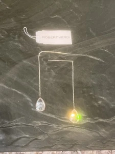 Robert Verdi Earrings Teardrop Thread Slide Sterling Silver QVC Jewelry CZ - Picture 1 of 5