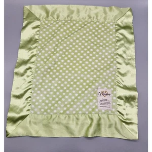 MY BLANKEE Green Polka Dots Baby Security Decke Satinborte weiß USA weich Rarität - Bild 1 von 12
