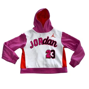 Nike Air Jordan #23 Girl's XL Pink & White Jumpman Pullover Hoodie - Picture 1 of 4