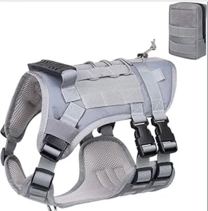 Tactical Dog Harness Adjustable Military Training Working Dog Vest Handle Grey L - Picture 1 of 18