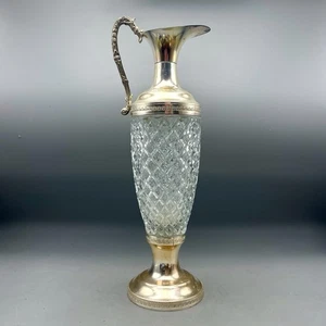 Decanter Ewer vintage italiano in cristallo e placcato argento  - Foto 1 di 6