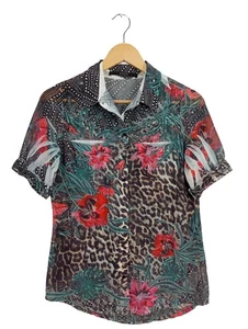 GUESS Blusa-camisa Mujeres Blusa Talla EU 32 rojo-turquesa-marrón estilo fiesta - Imagen 1 de 5