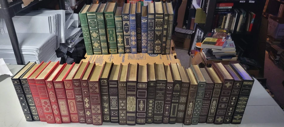 Franklin Library 40 Leather Classics Beautiful Bookshelf Set Gold Gilt Lot Foto 1 de 4