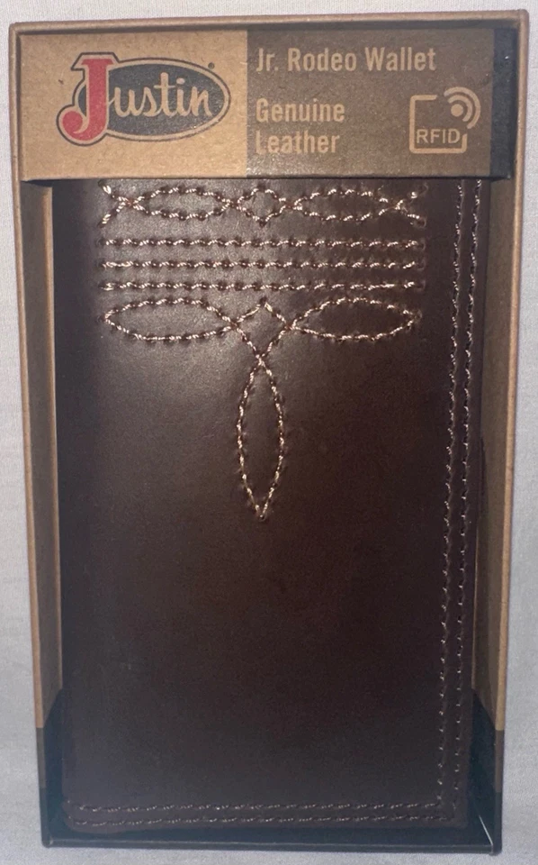 New Justin Men's Jr Rodeo Leather Wallet, 22125481W3 NIB - Image 1 of 1