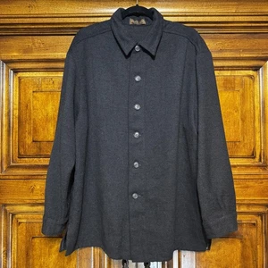 VTG Robert Barakett Shirt Mens XL Black Wool Blend Button Up Shacket Textured - Picture 1 of 13