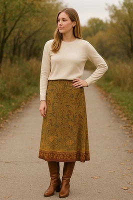 Maxi Falda Lane Bryant Paisley Boho Vintage Deadstock Y2K Otoño Años 90 Retro Talla 14 Foto 1 de 4