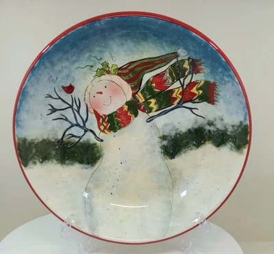 Susan Winget Certificado Internacional Muñeco de Nieve Encantado Colección Pasta Cuenco Invierno Foto 1 de 4