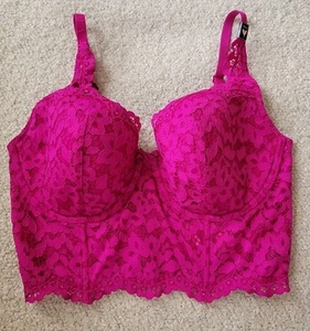 Body By Victoria Secret Bra Sz 34DD Pink Floral Lace Bustier Lined Demi NEW - Picture 1 of 16