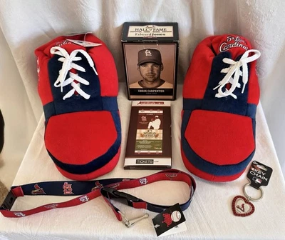 STL Cardinals Lot 5 Items Slippers Lanyard KeyChain Ticket Statue+Free Coasters! - Image 1 of 4
