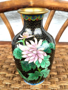 Antike Vintage Chinesische Cloisonné Emaille  Vase Gefäß Ingwer 13,0 cm - Bild 1 von 8