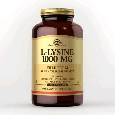 Solgar L Lisina 1000 mg 250 Comprimidos Forma Libre Piel Tejido Soporte Exp. 1/2028 Foto 1 de 3