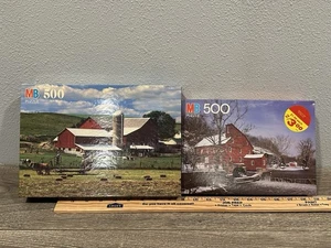 2 puzzle vintage Croxley MB 500 pezzi Clinton Mill NJ e Farmerstown OH 1986-Sigillati - Foto 1 di 12