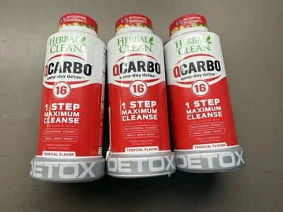 Nuevo 3XHerbal Clean QCarbo 32oz Suplemento Desintoxicación Mismo Día Bebida Tropical 10/2026 Foto 1 de 3