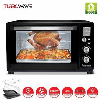 Mini Backofen 45L mit Drehspieß Umluft Ofen Pizza Tisch Camping Klein Groß 2000W - Bild 1 von 4