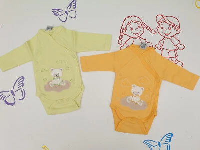 MILARDA Baby Body Langarmbody Wickelbody Größe 50 56 62 in 2 Farben mit Stickerei