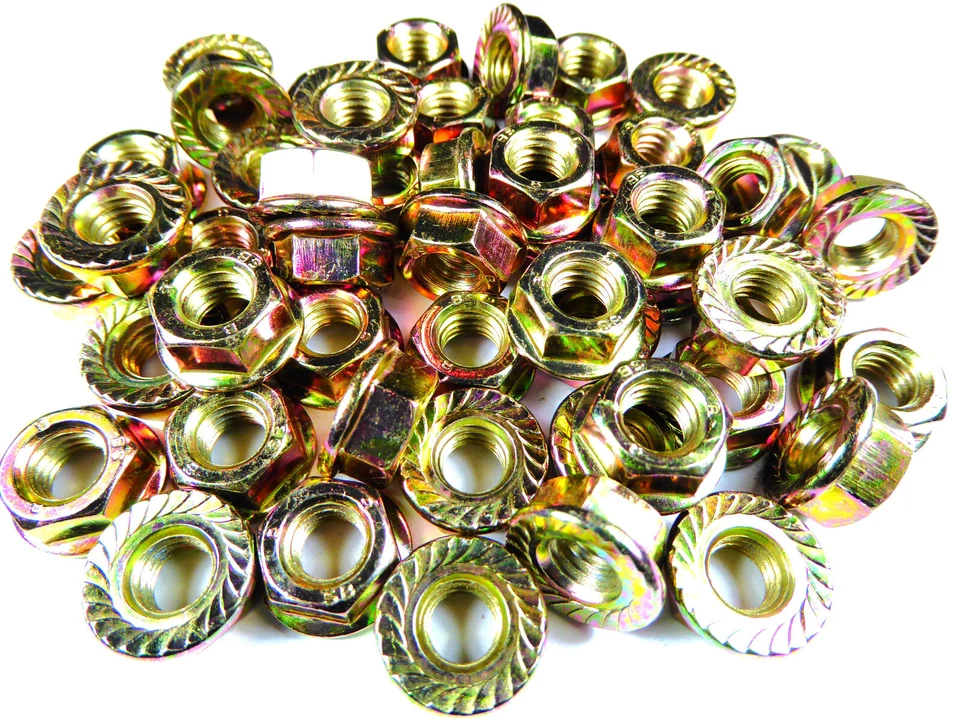 50 x DIN 6923 Flanschmutter mit Sperrzahn M8, gelb verzinkt - Bild 1 von 1