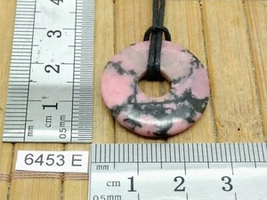 Donut RHODOCHROSITE 20mm + cordon reglable - pendentif collier lithotherapie - Imagen 1 de 3