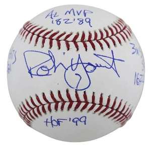 Brewers Robin Yount "6x Stat" Authentic Signed Oml Baseball BAS Witnessed 2 - Picture 1 of 6