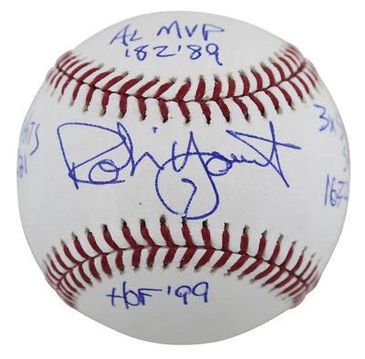 Brewers Robin Yount "6x Stat" Authentic Signed Oml Baseball BAS Witnessed 2 - Image 1 of 4