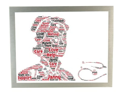 BENERINI Personalised Female Word Art Print Nurse Carer NHS Workers Doctor Thank you Gift