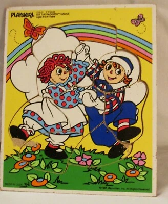 Rompecabezas de juguete de madera de colección Playskool Do Raggedy Dance Ann Andy 9 piezas 216-01 EE. UU. '87 Foto 1 de 4