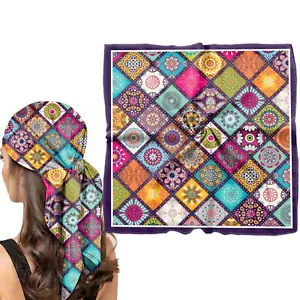 Scarf Silk Feeling Square Satin Head Hair Wrap 27.5 Inches Trendy Aesthetic C... - Picture 1 of 7